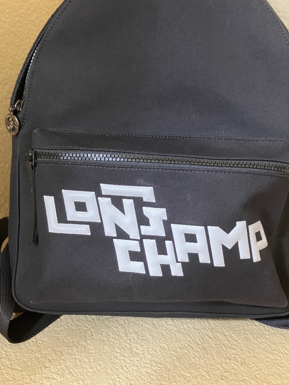 Longchamp Paris Backpack Black White Large Logo - Picture 3 of 9